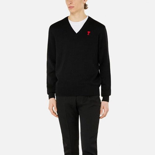 (국내배송, 당일출고) 아미 드 꾀흐 체인 자수 브이넥 니트 ~4Color~