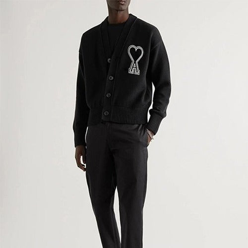 (국내배송) Ami 안타르시아 블랙 빅하트 패치 로고 가디건 - 남여공용!! - 당일출고!! -