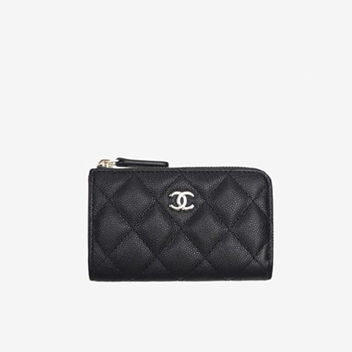 샤넬 클래식 지퍼 키 홀더 블랙