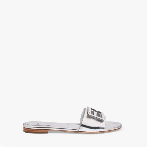 펜디 바게트 나파 가죽 슬라이드 실버