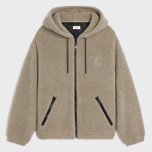 셀린느 울 플리스 후드 재킷 베이지