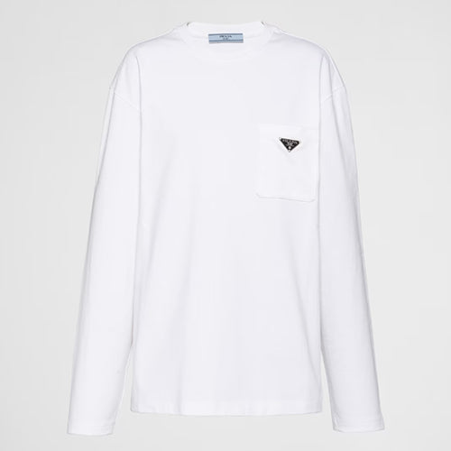 프라다 저지 긴팔 티셔츠 화이트