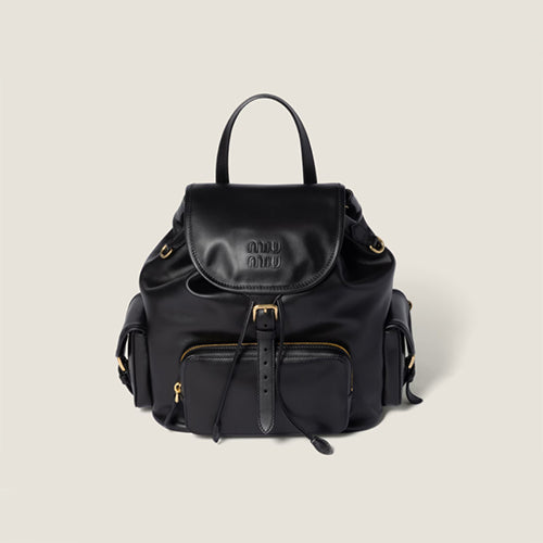미우 미우 레더 백팩 블랙 (5BZ042)