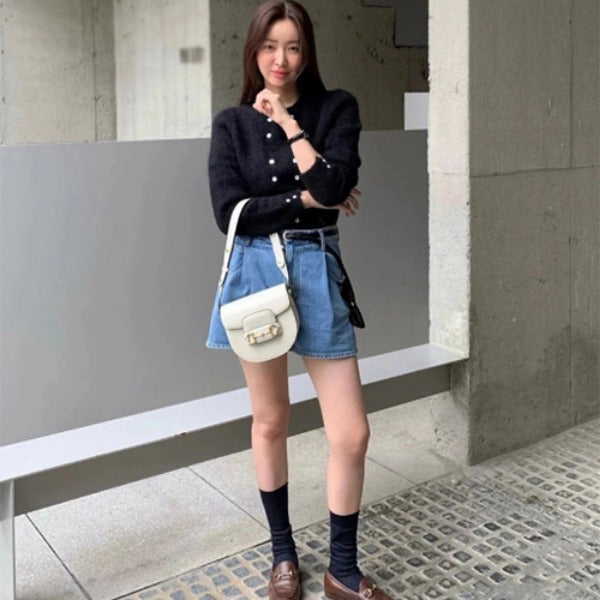 구찌 홀스빗 1955 미니 라운디드 숄더백 화이트 760191 (하니 뉴진스,차정원 착용)