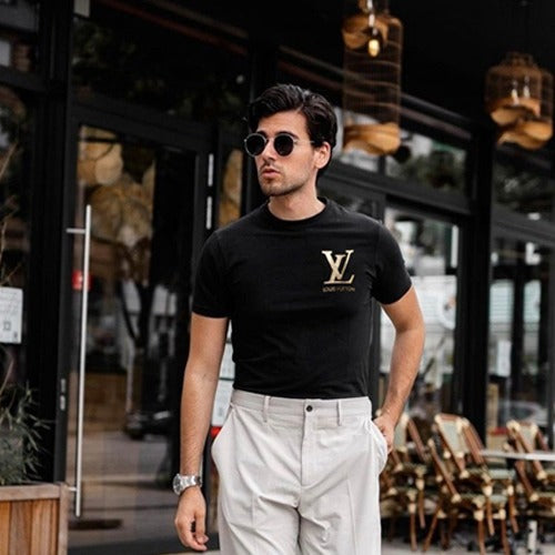 (국내배송, 당일출고) 루이비통 골드 메탈 로고 반팔 티셔츠