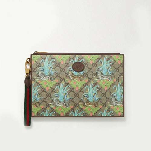 구찌 GG 수프림 플로라 타이거 클러치백