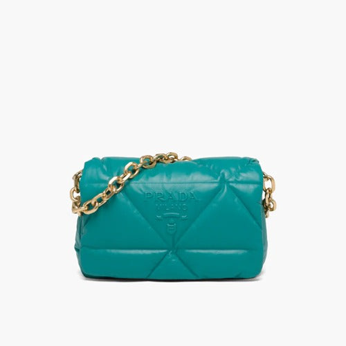 21FW 프라다 나파 가죽 패딩 숄더백 피콕블루