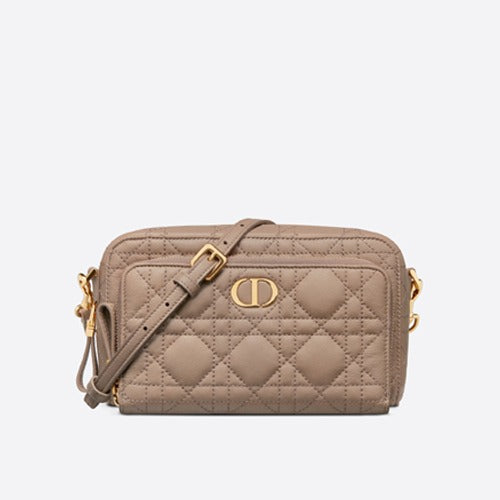 디올 카로 더블 파우치 크로스백 핑크 베이지