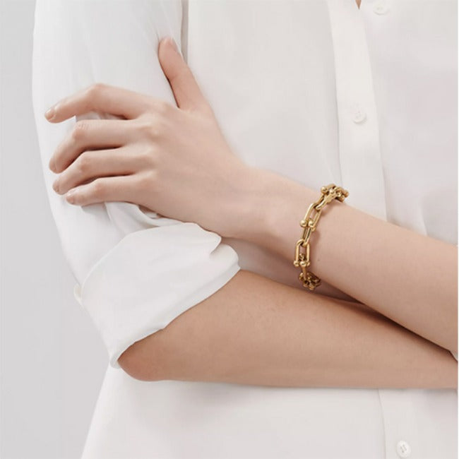 티파니앤코 하드웨어 라지 링크 브레이슬릿 팔찌 (옐로우 골드)