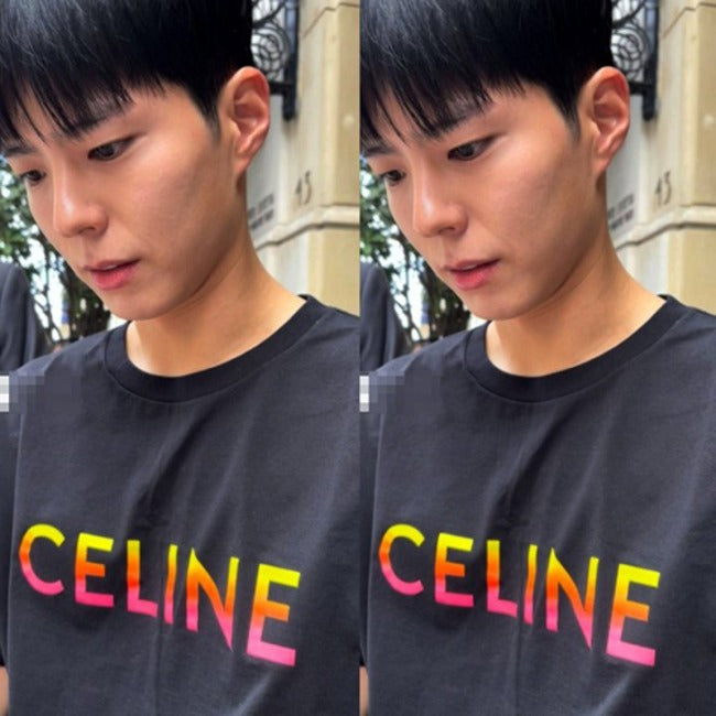 (국내배송) 셀린느 컬러 영문로고 반팔 티셔츠