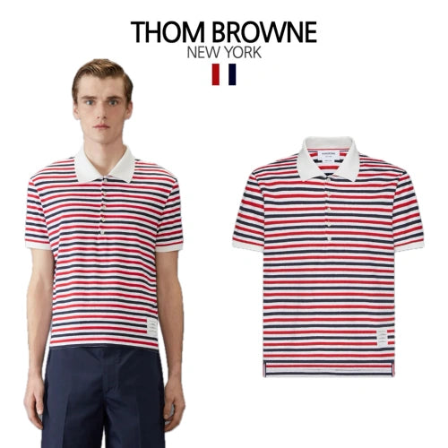 (국내배송) 톰브라운 RWB 스트라이프 카라 반팔 셔츠