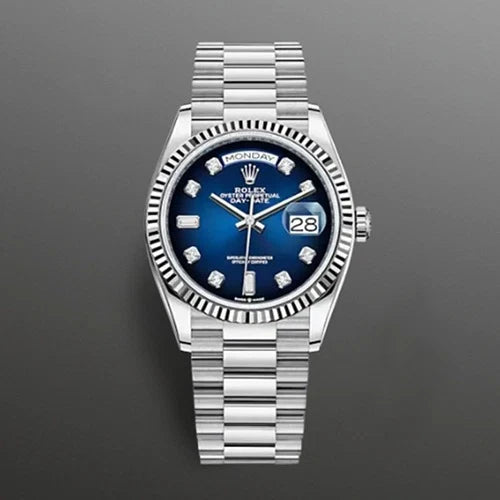 로렉스 DAY-DATE 오이스터 화이트 골드 블루 옴브레 다이얼 36MM · 지** 고객님