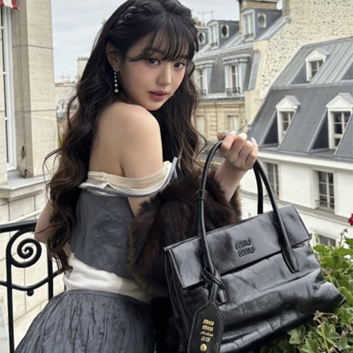 미우미우 솔리테어 샤이니 핸드백 블랙 (장원영,홍은채,트와이스 모모 착용)