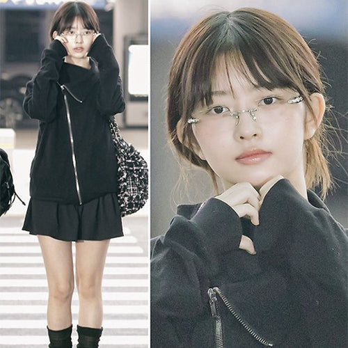 크롬하츠 딥 1 샤이니 안경 실버 블랙 (레이(IVE) 착용)