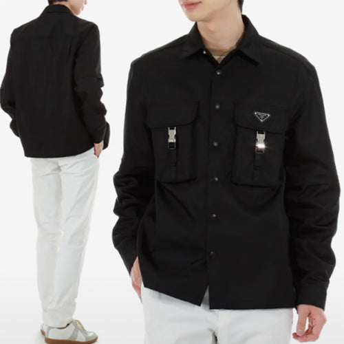 프라다 로고 패치 버튼 재킷