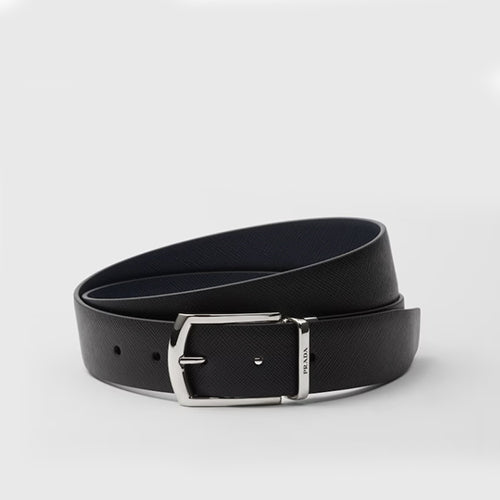 프라다 리버서블 사피아노 및 가죽 벨트 블랙/네이비 2CC468