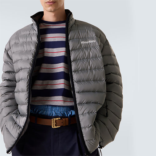 미우미우 라이트 퐁제 다운 재킷 그레이