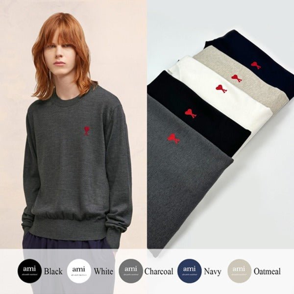 (국내배송, 당일출고) 아미 자수 남성용 크루넥 니트 ~5color~