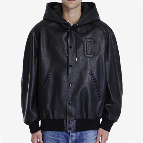 셀린느 레더 블루종 자켓 블랙