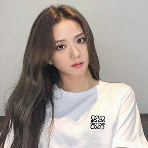 (국내배송, 당일출고) 로에베 로고자수 반팔 티셔츠 (블랙핑크 지수 착용)