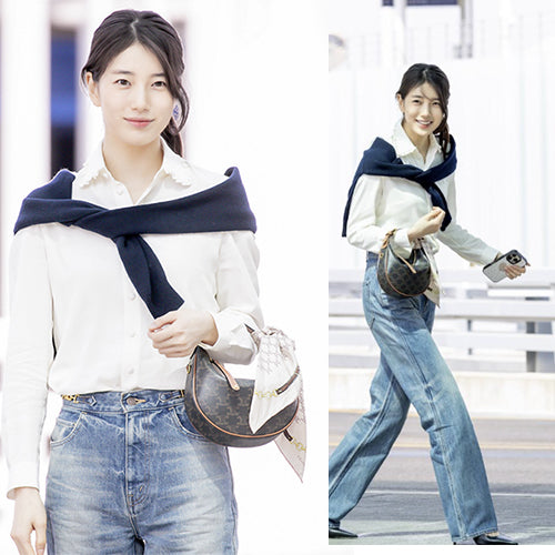 셀린느 틴 룰루 트리옹프 캔버스 핸드백 (수지 착용)