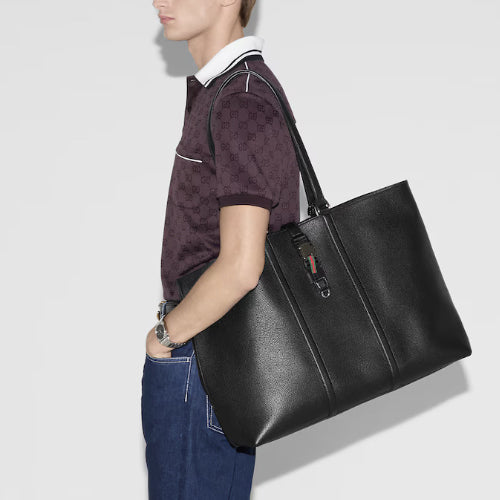 구찌 라지 웹 토트백 블랙