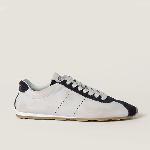 미우 미우 플럼 나파 레더 앤 스웨이드 스니커즈  화이트 블루