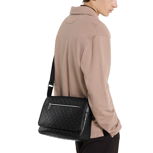 구찌 GG 엠블럼 미디움 크로스바디백 블랙