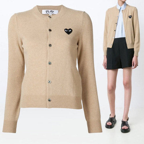 (국내배송, 당일출고) 꼼데가르송 라운드 여성용 가디건 베이지