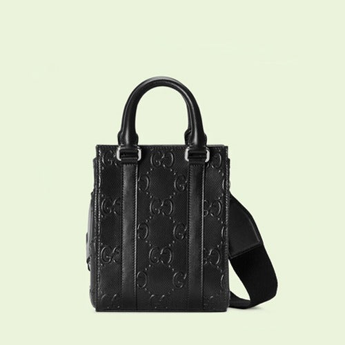 구찌 GG 엠보스 미니 토트백 블랙